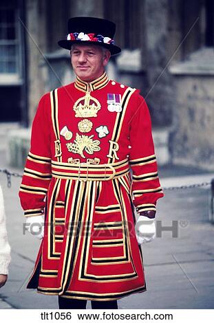 Stock Images of Man dressed in uniform, a beefeater, at the Tower of ...