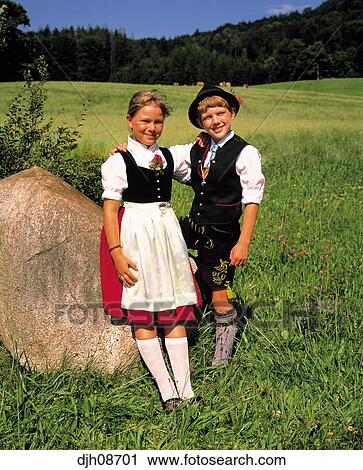 Bavarian Children in traditional costumes in Germany Stock Image ...
