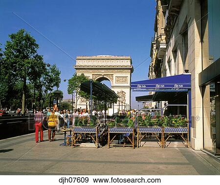 Outdoor cafe near the Arc de Triomphe and Champs Elysees, Paris, France