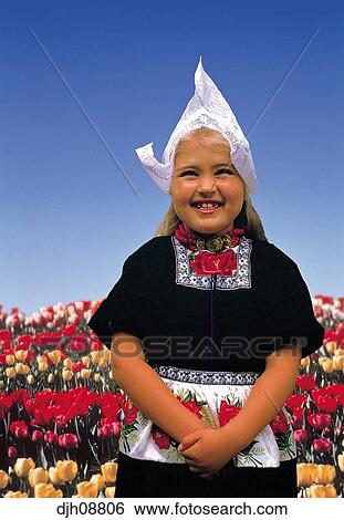 Young Girl in Traditional Dutch Costume, Holland ( Netherlands ) Stock ...