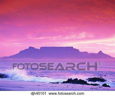 Sudafrika Cape Town Tafelberg Sonnenuntergang Stock Bild Djh Fotosearch