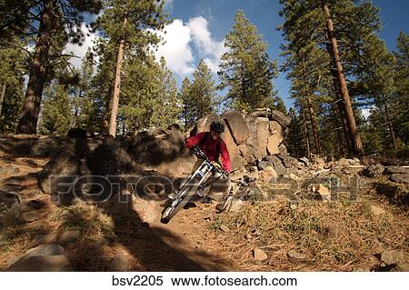 riding a mountain bike