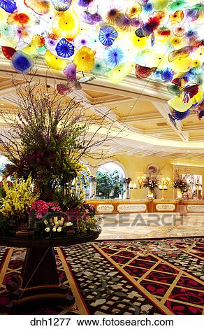 Lobby Of Bellagio In Las Vegas Nevada Glass Flower Ceiling