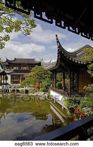Two pavilions & the Tea House sits across Zither Lake at ...