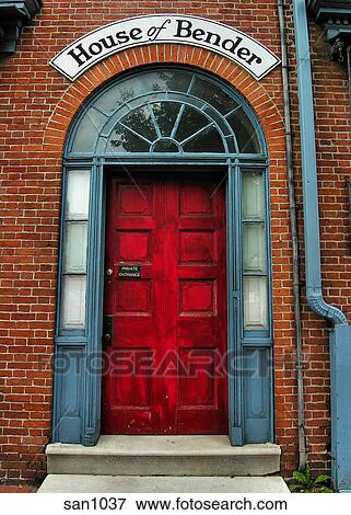 Close Up Of A Red Door In The Warehouse District Nashville Tn