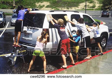 Stock Images of The human car wash with school kids at elementary ...