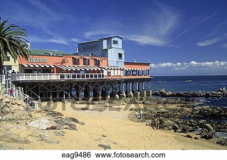 Stock Images Of The Fish Hopper Restaurant Sits Over Monterey Bay On The Fish Hopper Restaurant Sits Over Monterey Bay On Historical Cannery Row California