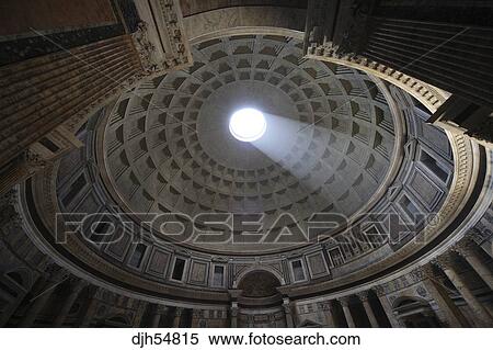 Italy Lazio Rome The Pantheon Church Interior Vaulted