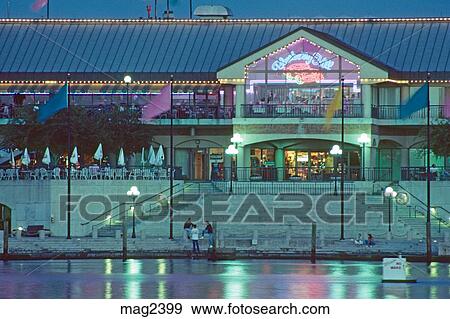 Harbour Island Shopping Mall Night Tampa Florida Stock Photo