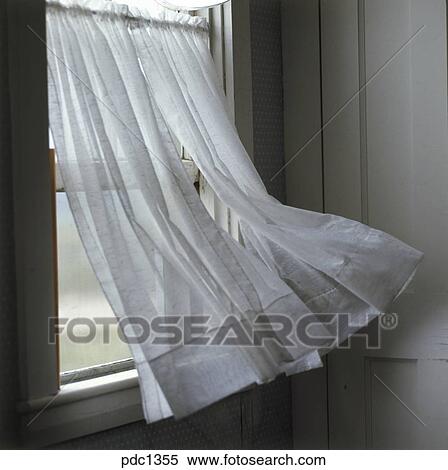 Wind Blowing A Curtain On A Window Stock Photography Pdc1355