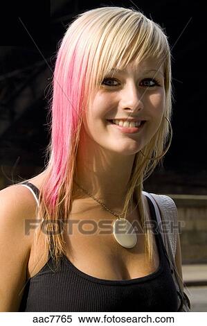 beautiful modern blonde teenage girl on stock photography aac7765