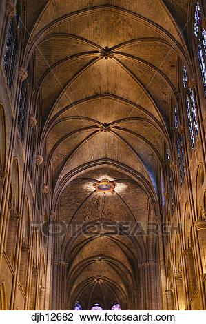 Frankreich Paris Notre Damenkathedrale Innere Ceiling