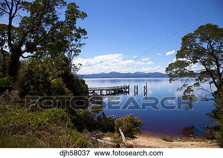 オーストラリア タスマニア Macquarie 港 サラ 島 歴史的 囚人 和解 小さい Jetty 写真館 イメージ館 Djh Fotosearch