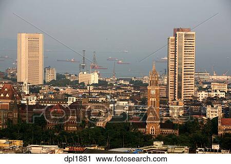 Rajabai Tower With Bombay Stock Exchange Building And Reserve Bank