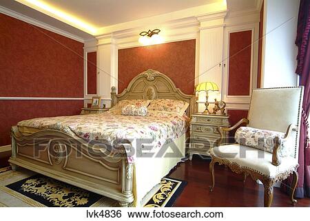 Interior Design And Decoration Of Bedroom Old Fashioned Stock Photograph