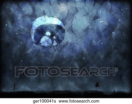 イラスト の ２人の人々 モデル 上に Moon イラスト Ger100041s Fotosearch