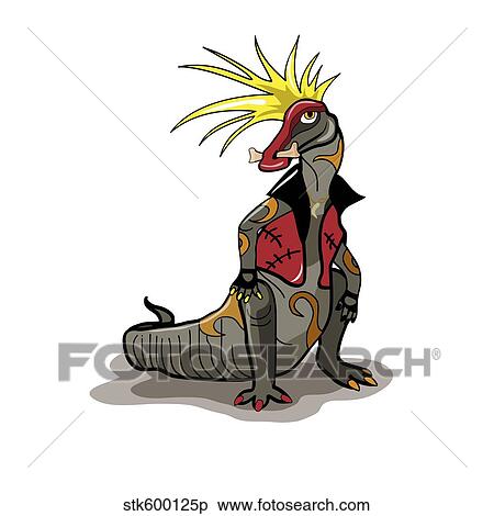 イラスト の A Hadrosaurus 恐竜 服を着せられる ように A Punk イラスト Stkp Fotosearch