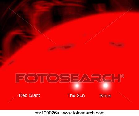 私達の 太陽 そして 星 Sirius 比較された へ A 赤 Giant イラスト Rmrs Fotosearch