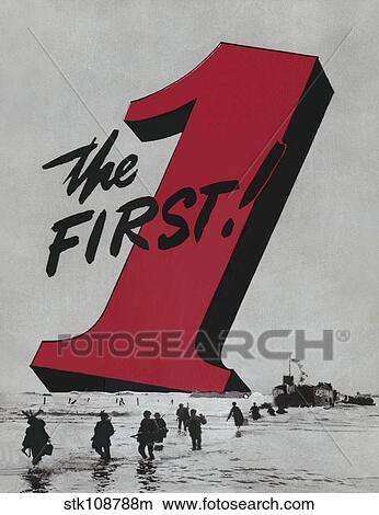 1st Infantry Division of the U. S. Army with Big Red One number. View Large Photo Image Picture - 1st Infantry Division of the U. S. Army with Big Red One number.. Fotosearch