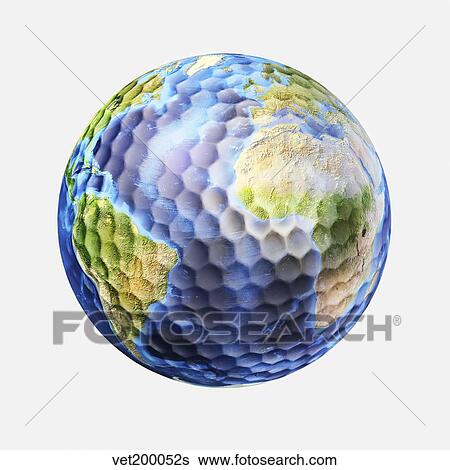 3D rendering of a planet Earth golf ball, white background. View Large Illustration Stock Illustration - 3D rendering of a planet Earth golf ball, white background.. Fotosearch