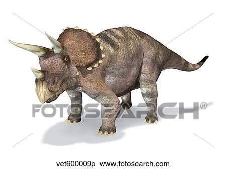 Stock Illustration - 3D rendering of a Triceratops dinosaur.. Fotosearch
