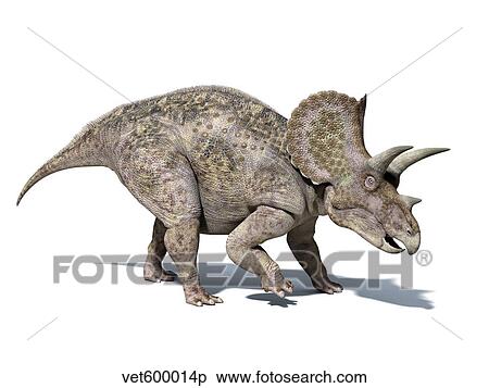 Stock Illustration - 3D rendering of a Triceratops dinosaur.. Fotosearch