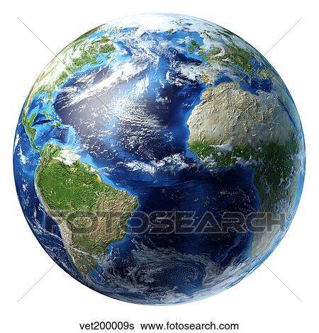 3D rendering of planet Earth centered on Atlantic Ocean. View Large Illustration Stock Illustration - 3D rendering of planet Earth centered on Atlantic Ocean.. Fotosearch