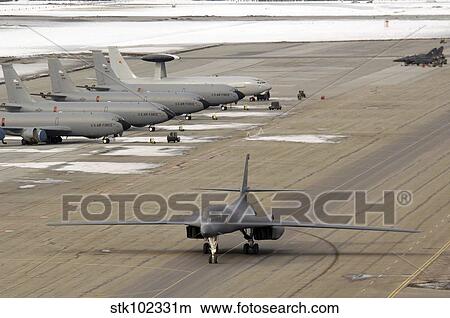 A B-1B Lancer arrives at Eielson Air Force Base. View Large Photo Image Picture - A B-1B Lancer arrives at Eielson Air Force Base.. Fotosearch
