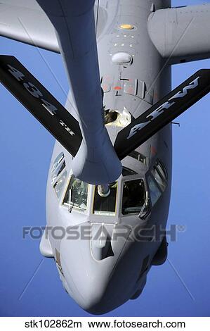 Picture - A B-52 Stratofortress moves into position to receive fuel.. Fotosearch