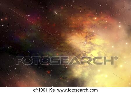 Stock Illustration - A beautiful nebula out in the cosmos with many stars and clouds.. Fotosearch