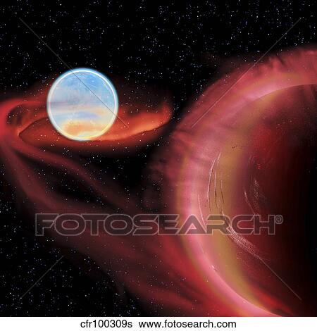Stock Illustration - A binary star system.. Fotosearch