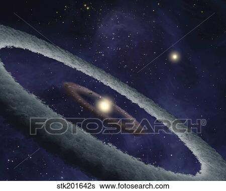 Stock Illustration - A binary star system.. Fotosearch