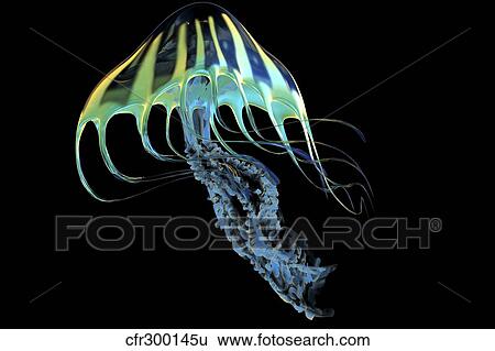 A bioluminescent Jellyfish. View Large Illustration Stock Illustration - A bioluminescent Jellyfish.. Fotosearch