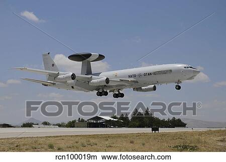 A Boeing E-3A AWACS of NATO landing at Konya Air Base, Turkey. View Large Photo Image Picture - A Boeing E-3A AWACS of NATO landing at Konya Air Base, Turkey.. Fotosearch