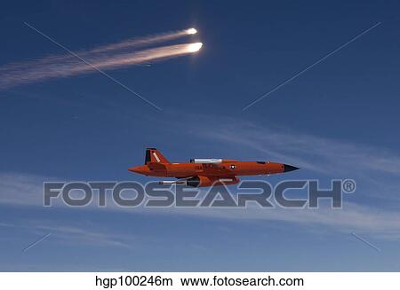 A BQM-74 target drone fires flares. View Large Photo Image Picture - A BQM-74 target drone fires flares.. Fotosearch