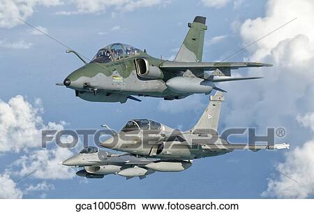 A Brazilian Air Force Embraer A-1B, French Air Force Rafale, and a U. S. Air Force F-16C Fighting Falcon View Large Photo Image Picture - A Brazilian Air Force Embraer A-1B, French Air Force Rafale, and a U. S. Air Force F-16C Fighting Falcon. Fotosearch