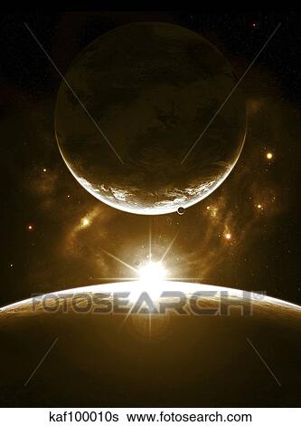 A bright morning as the sunrise over the planet breaks the edge for a marvelous sight. View Large Illustration Stock Illustration - A bright morning as the sunrise over the planet breaks the edge for a marvelous sight.. Fotosearch