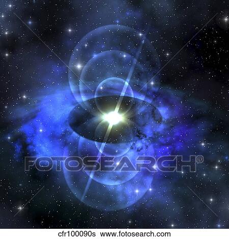 A brilliant star sends out magnetic waves out into surrounding space. View Large Illustration Stock Illustration - A brilliant star sends out magnetic waves out into surrounding space.. Fotosearch