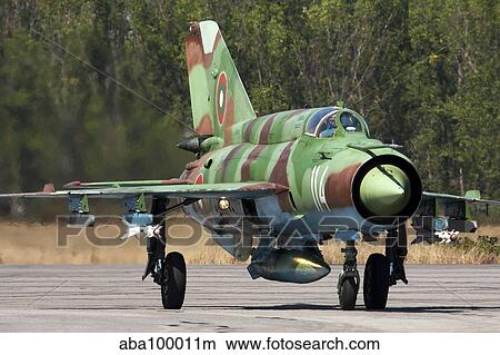 A Bulgarian Air Force MiG-21bis taxiing at Graf Ignatievo Air Base, Bulgaria. View Large Photo Image Picture - A Bulgarian Air Force MiG-21bis taxiing at Graf Ignatievo Air Base, Bulgaria.. Fotosearch