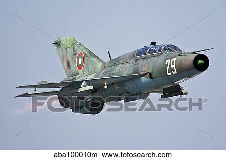 A Bulgarian Air Force MiG-21UM in flight over Bulgaria. View Large Photo Image Picture - A Bulgarian Air Force MiG-21UM in flight over Bulgaria.. Fotosearch