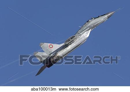 A Bulgarian Air Force MiG-29 aircraft taking off over Bulgaria. View Large Photo Image Picture - A Bulgarian Air Force MiG-29 aircraft taking off over Bulgaria.. Fotosearch
