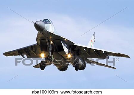 A Bulgarian Air Force MiG-29 prepares for landing. View Large Photo Image Picture - A Bulgarian Air Force MiG-29 prepares for landing.. Fotosearch