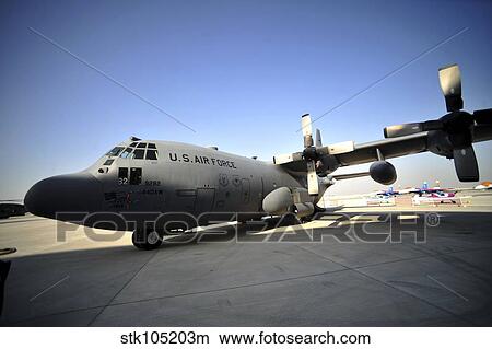 A C-130 Hercules is on display during the 2012 Bahrain International Air Show. View Large Photo Image Picture - A C-130 Hercules is on display during the 2012 Bahrain International Air Show.. Fotosearch