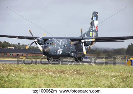 Picture - A C-160 Transall of the German Air Force on the runway.. Fotosearch
