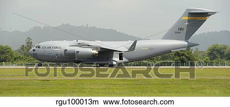 A C-17 Globemaster III of the U. S. Air Force at Langkawi Airport. View Large Photo Image Picture - A C-17 Globemaster III of the U. S. Air Force at Langkawi Airport.. Fotosearch