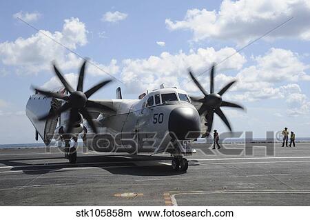 A C-2A Greyhound taxis on the flight deck of USS Dwight D. Eisenhower. View Large Photo Image Picture - A C-2A Greyhound taxis on the flight deck of USS Dwight D. Eisenhower.. Fotosearch