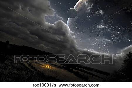 A campfire in a peaceful night somewhere in space. View Large Illustration Stock Illustration - A campfire in a peaceful night somewhere in space.. Fotosearch