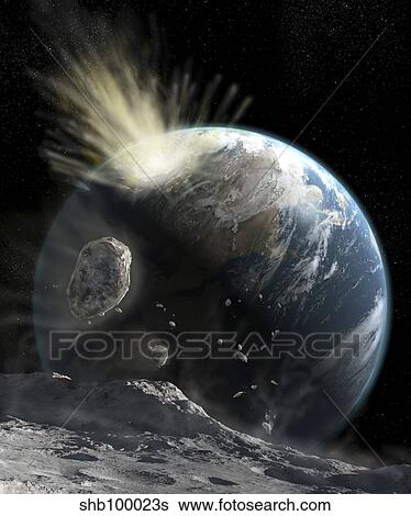 A catastrophic comet impact on Earth. View Large Illustration Stock Illustration - A catastrophic comet impact on Earth.. Fotosearch