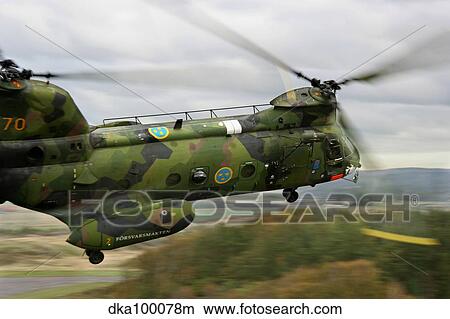 A CH-46 Sea Knight helicopter of the Swedish Air Force. View Large Photo Image Picture - A CH-46 Sea Knight helicopter of the Swedish Air Force.. Fotosearch