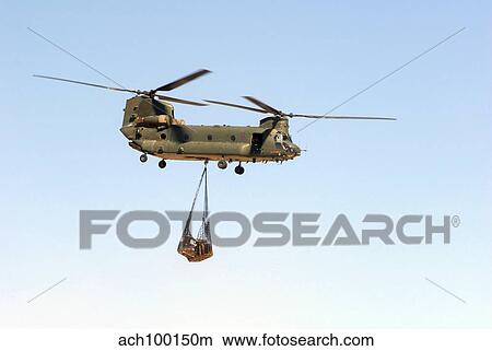 A CH-47 Chinook of the Royal Air Force transports a sling load of pallets. View Large Photo Image Picture - A CH-47 Chinook of the Royal Air Force transports a sling load of pallets.. Fotosearch